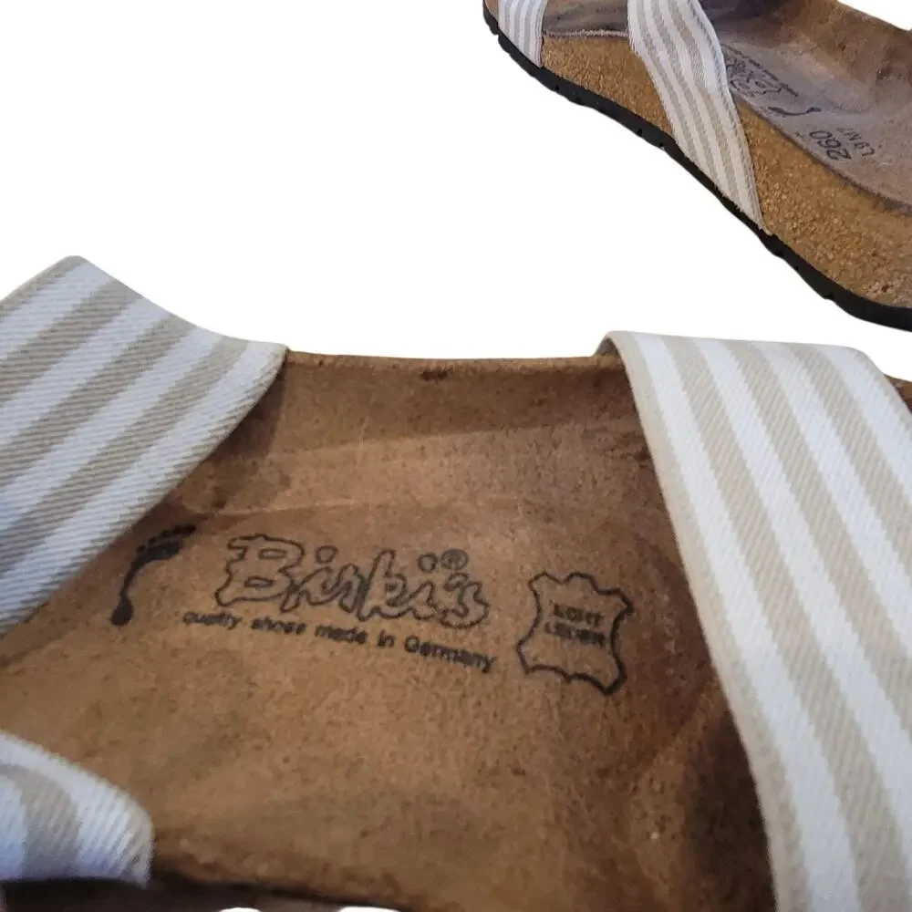 Birkenstock Birkies Womens Curacao Stripe Stretch Straps Sandal Slides 40